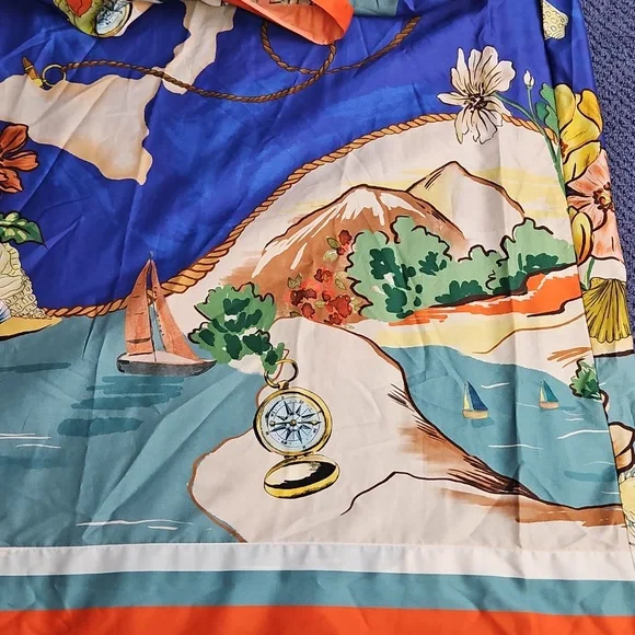 ANTONIO MELANI Evie Cotton A-line Maxi Skirt: Ocean Print: Size-6 - Picture 15 of 16